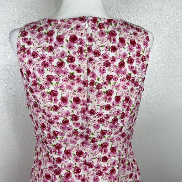 CDC Dress Women 12 White Red Pink Floral All Over Print Sheath Sleeveless Casual - Picture 11 of 12